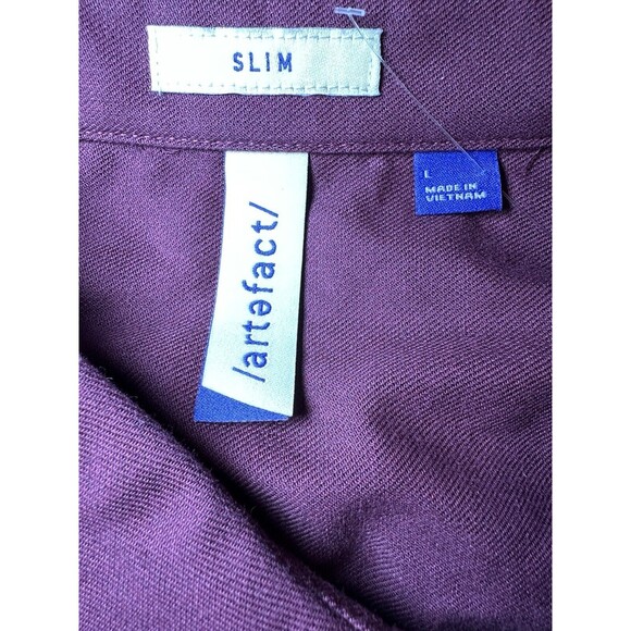 Artefact Cotton Blend Maroon‎ Button Up Long Sleeve Shirt Men's LARGE Slim NWOT - Picture 3 of 9